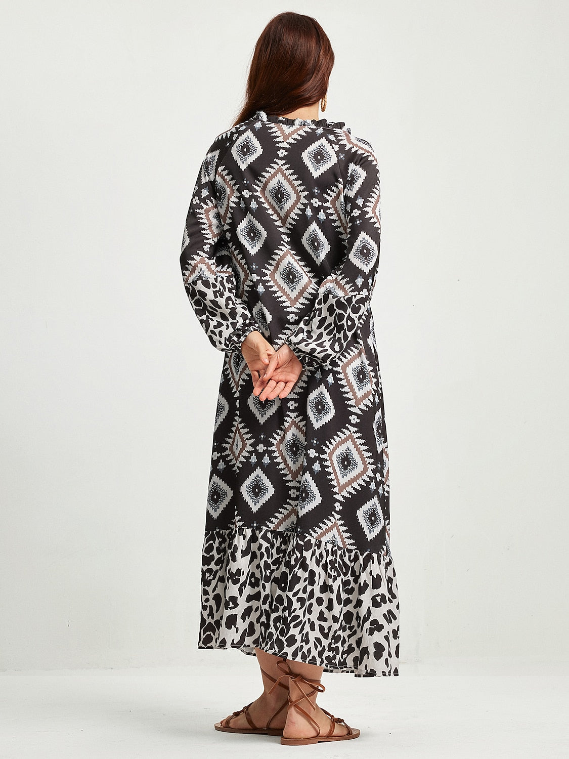 Boho Abstract Animal Print Maxi Dress