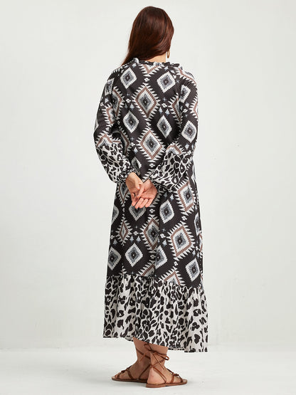 Boho Abstract Animal Print Maxi Dress