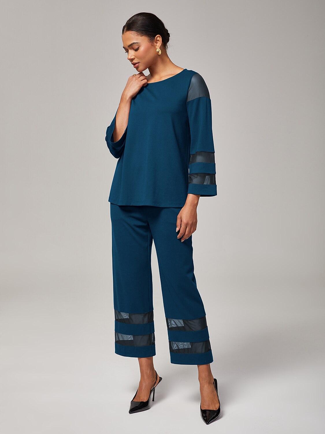 Blusa Holgada de Gasa Modal con Ilusión de Color Puro