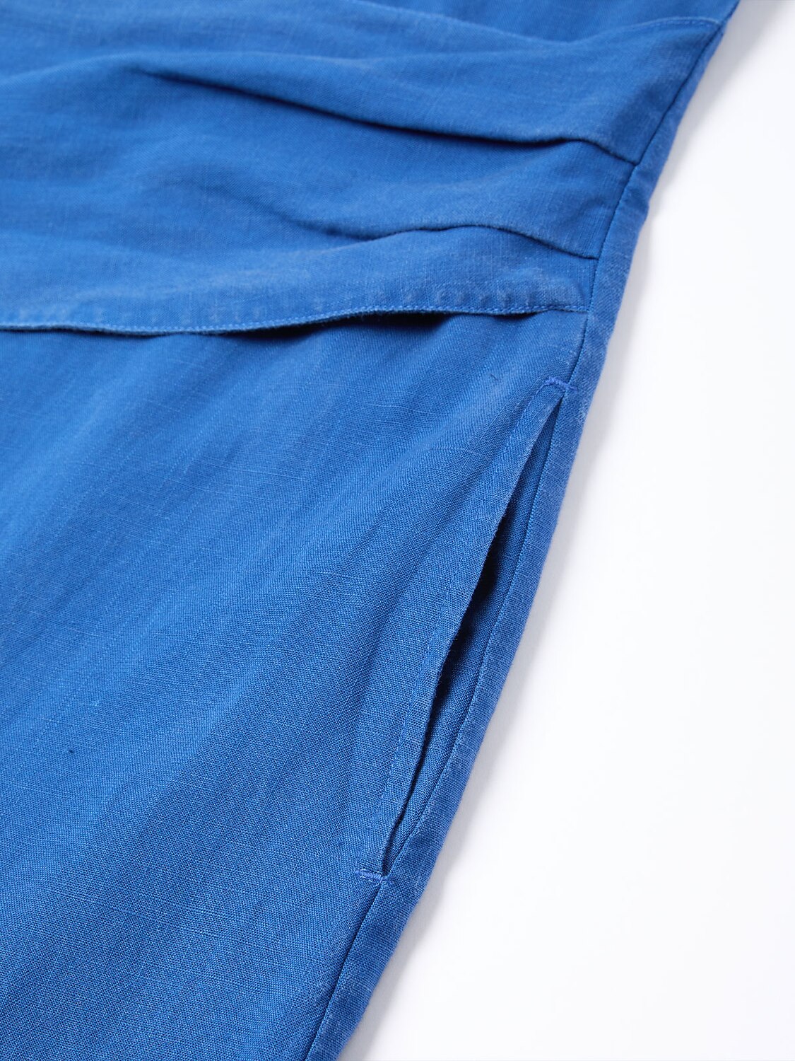 Linen Blend Tie Waist Maxi Shirt Dress