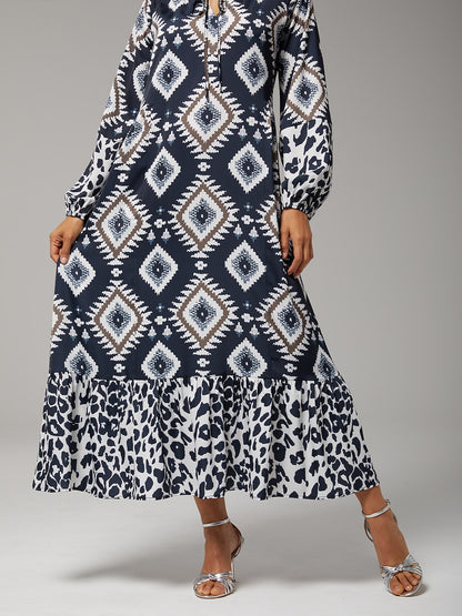 Boho Abstract Animal Print Maxi Dress
