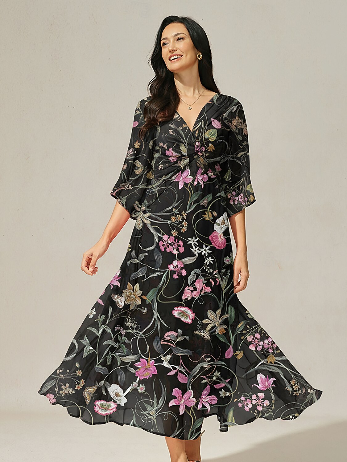 Jungle-Schmetterling Fließendes Chiffon-Maxikleid