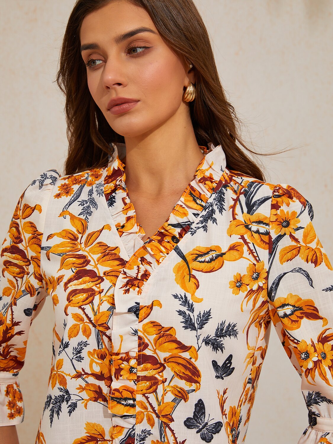 Amber Flora Muse Linen Look Blouse