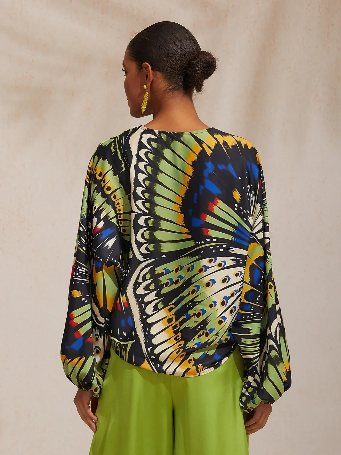 Jungle Butterfly Silky Satin Top