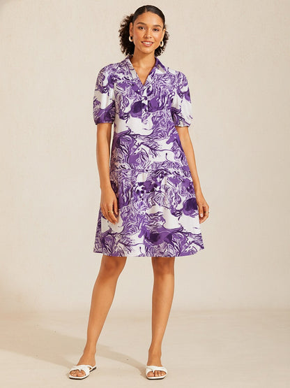 Graphic Art Mustang Linen Look Midi Dress