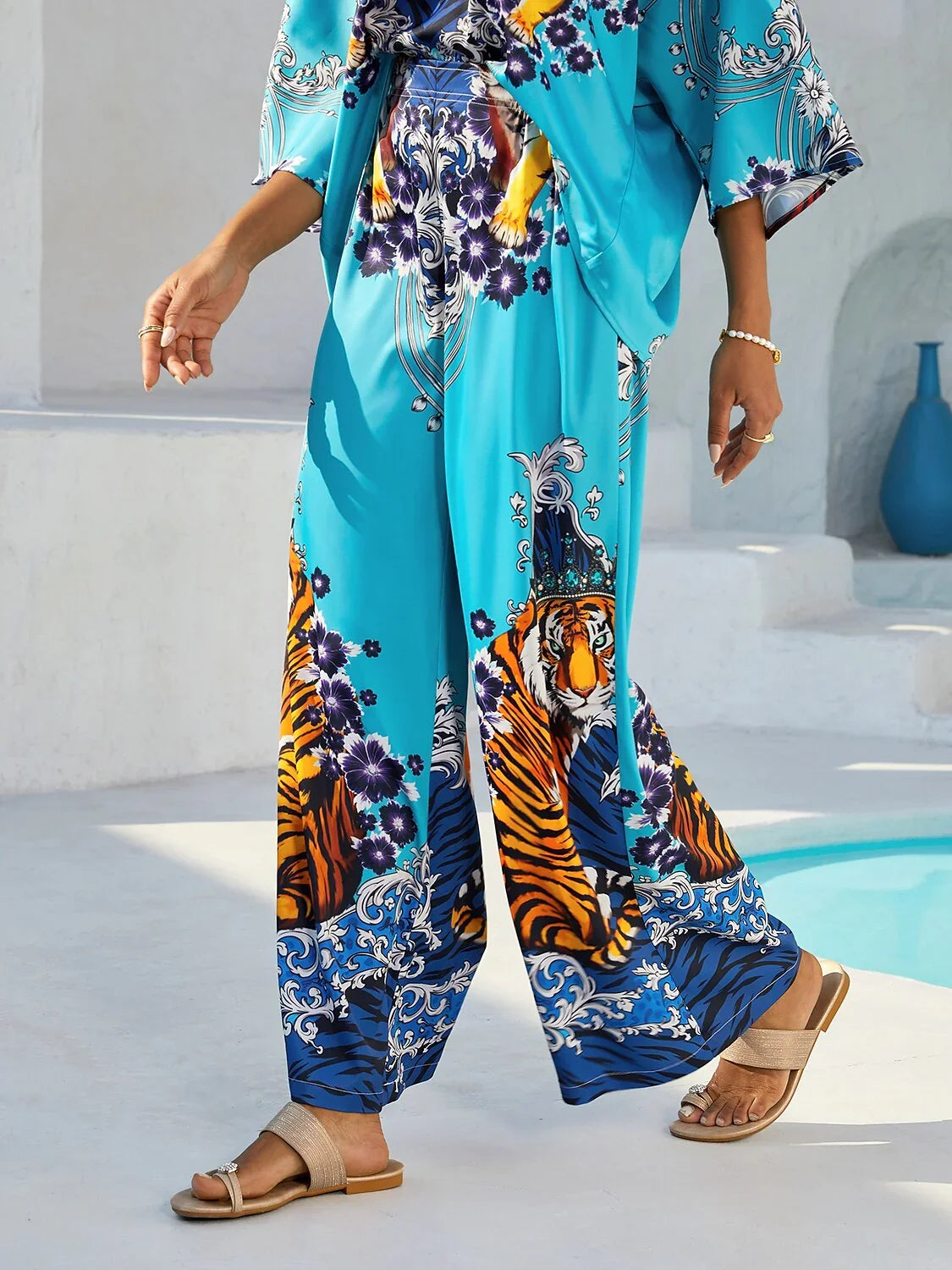 Indigo Tigress Silky Satin Vacation Pants