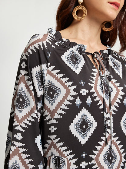 Boho Abstract Animal Print Maxi Dress
