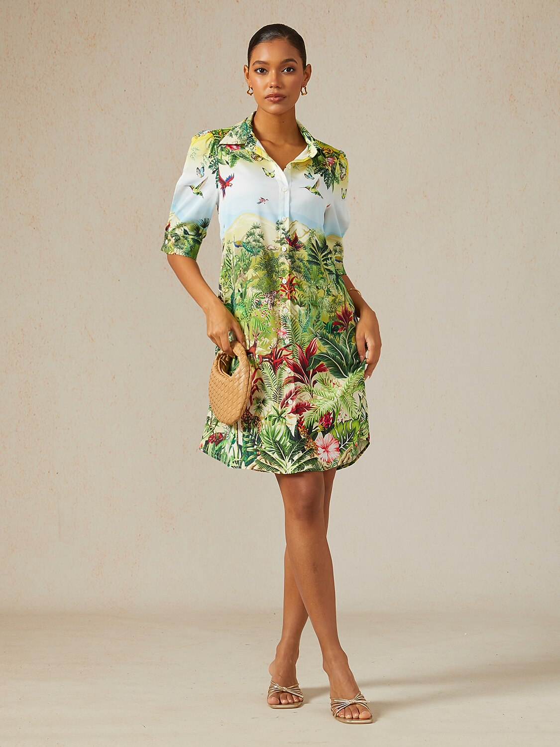 Olive Eden Silky Satin Shirt Dress