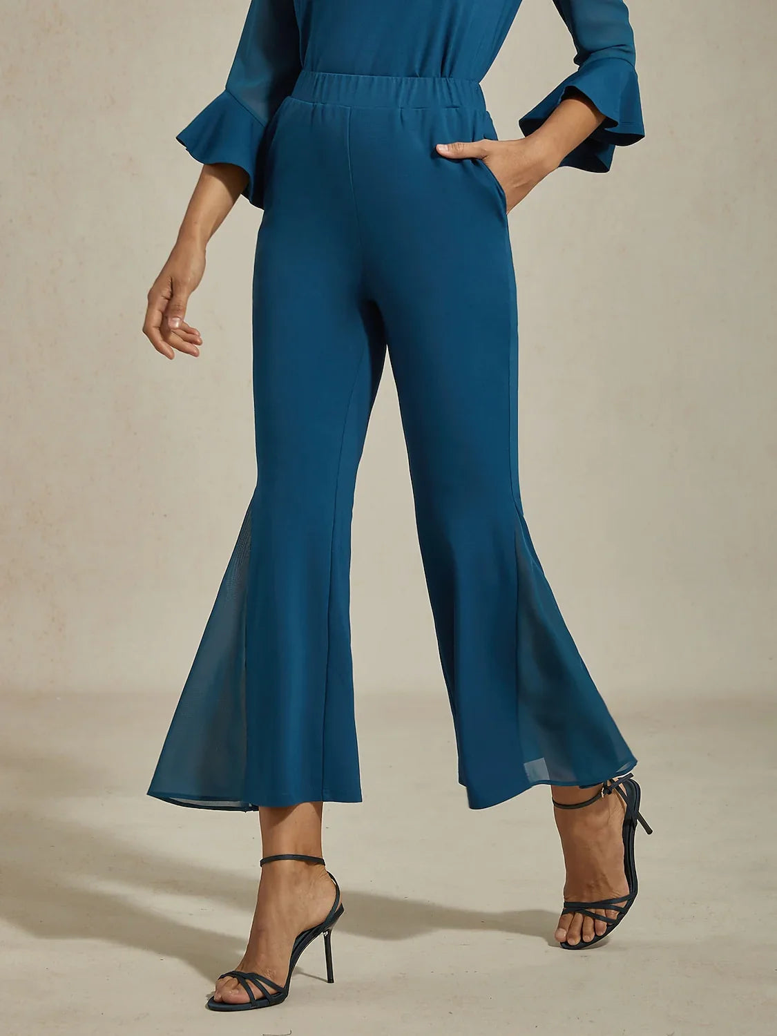 Pantalon Noir Taille Haute Pantalon Léger en Mousseline