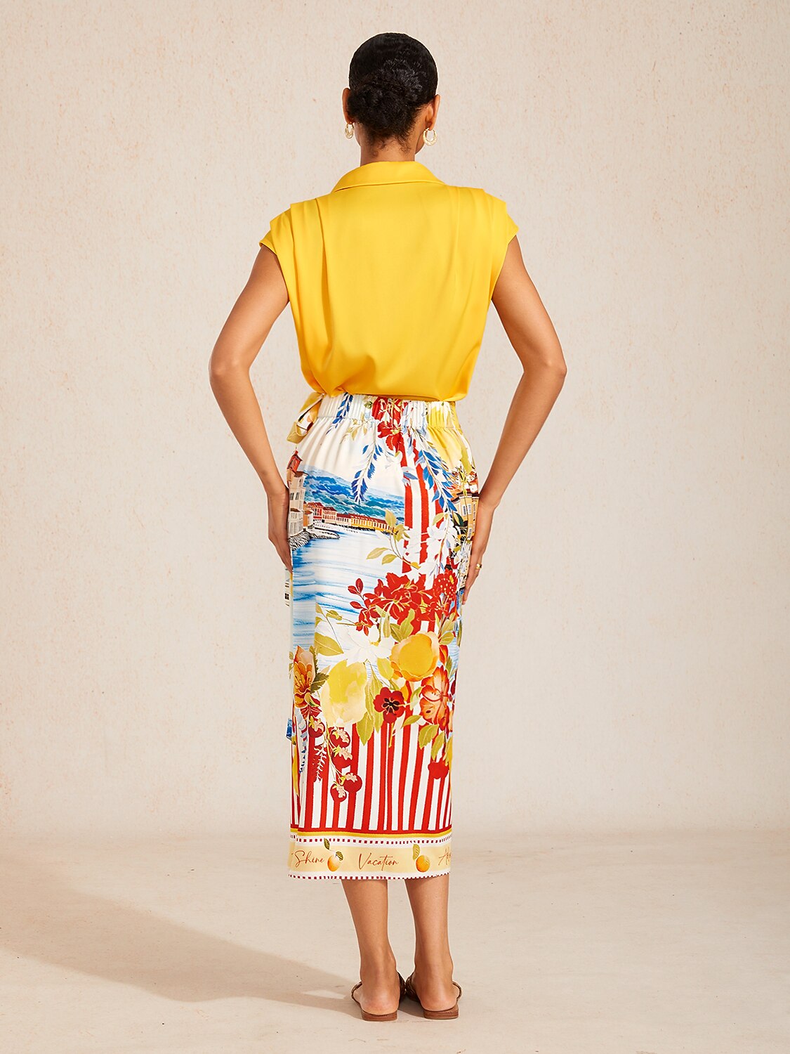 Santorini Summer Satin Tie Waist Skirt