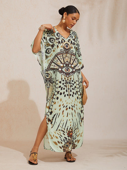 Gradient Tiger Flowy Chiffon Maxi Dress
