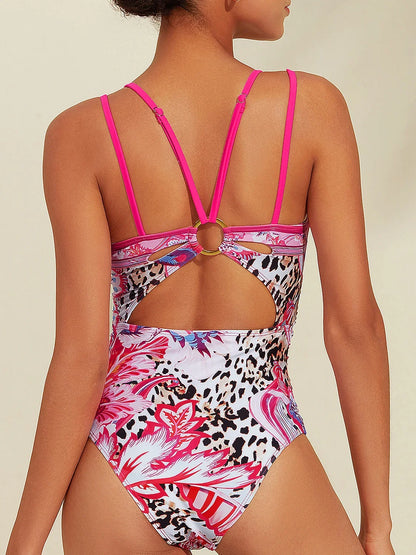 Leopard Print Triangle One-piece Swimsuit