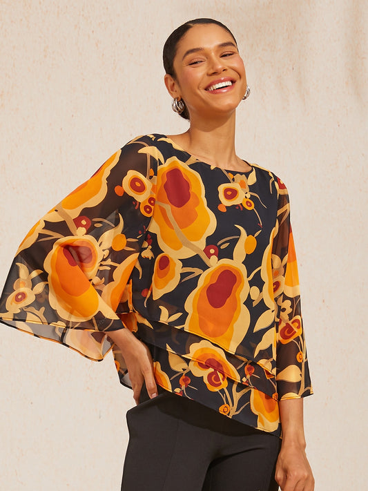 Sun Ember Layered Chiffon Blouse