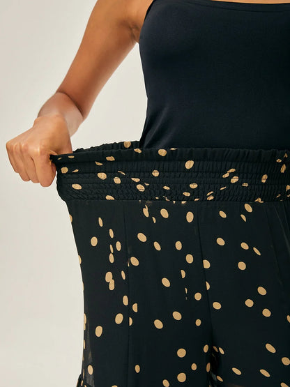 Polka Dot Chiffon Wide-Leg Culottes