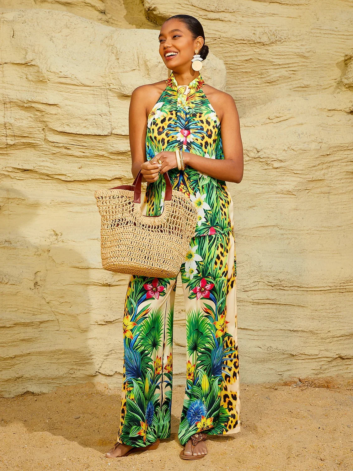 Tropical Temptation Silky Satin Leopard Top
