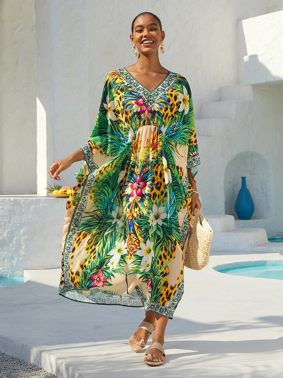 Boho Paisley Flowy Chiffon Kaftan