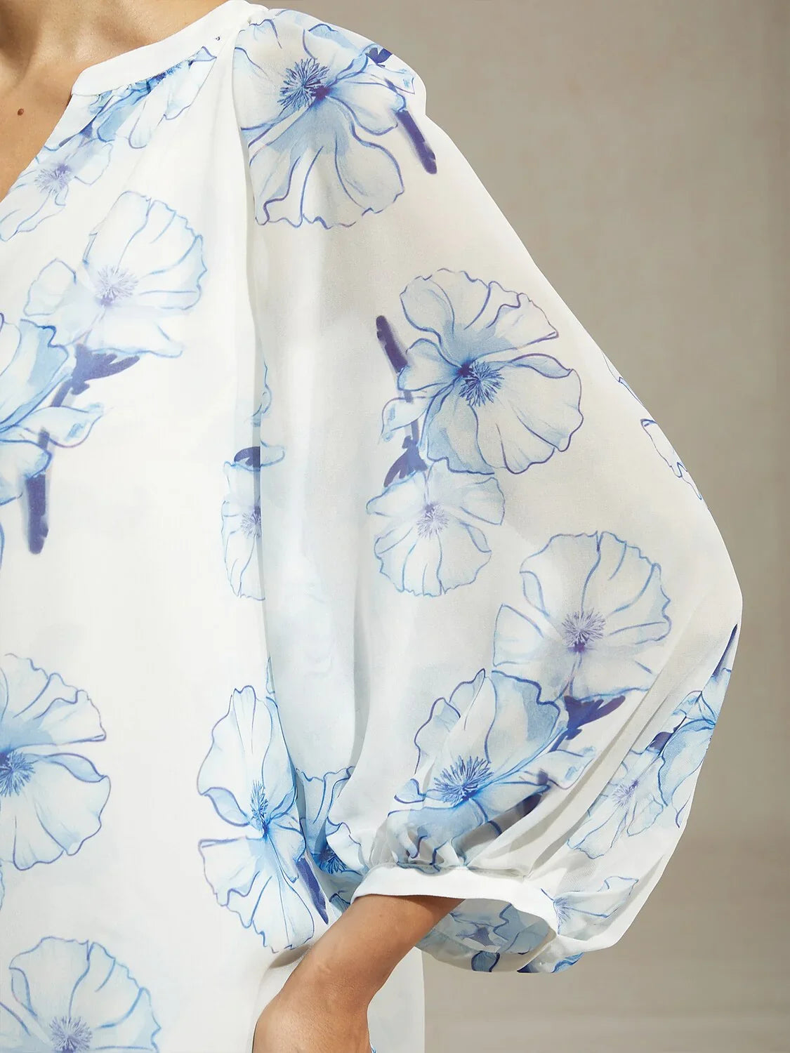 Elegant Ink Floral Chiffon Blouse