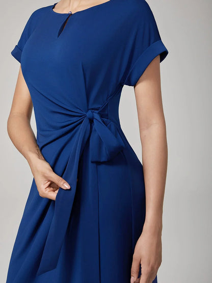 Elegant High Stretch Belted Maxi Dress