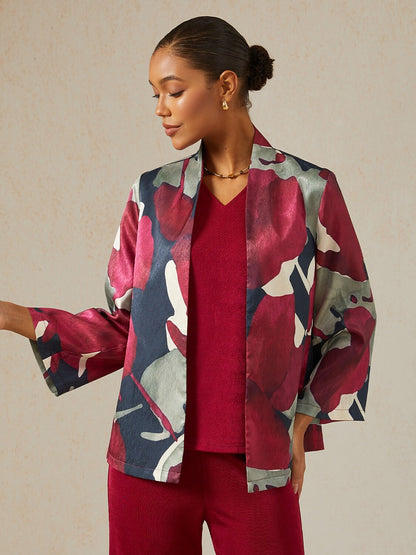 Berry Canvas Herringbone Satin Jacket
