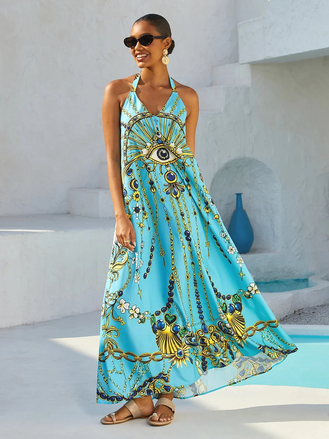 Vintage Jewelry Silky Satin Cami Maxi Dress