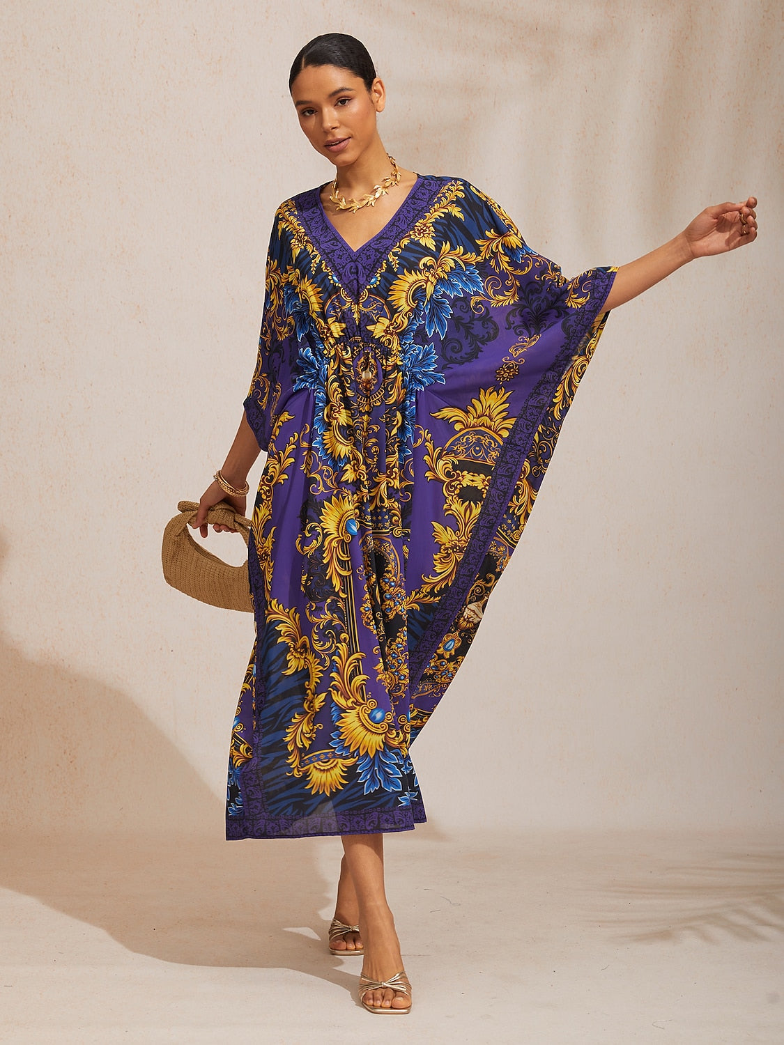 Boho Paisley Flowy Chiffon Kaftan