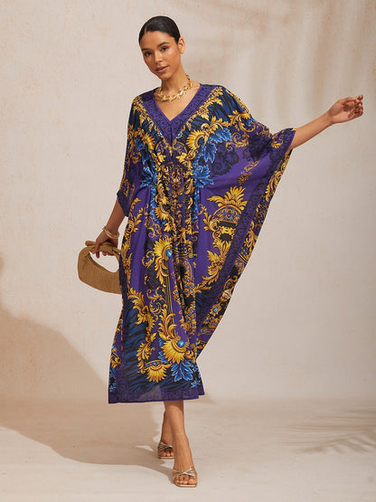 Boho Paisley Flowy Chiffon Kaftan