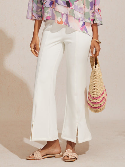 Elegant Slight Stretch Cropped Flared Pants