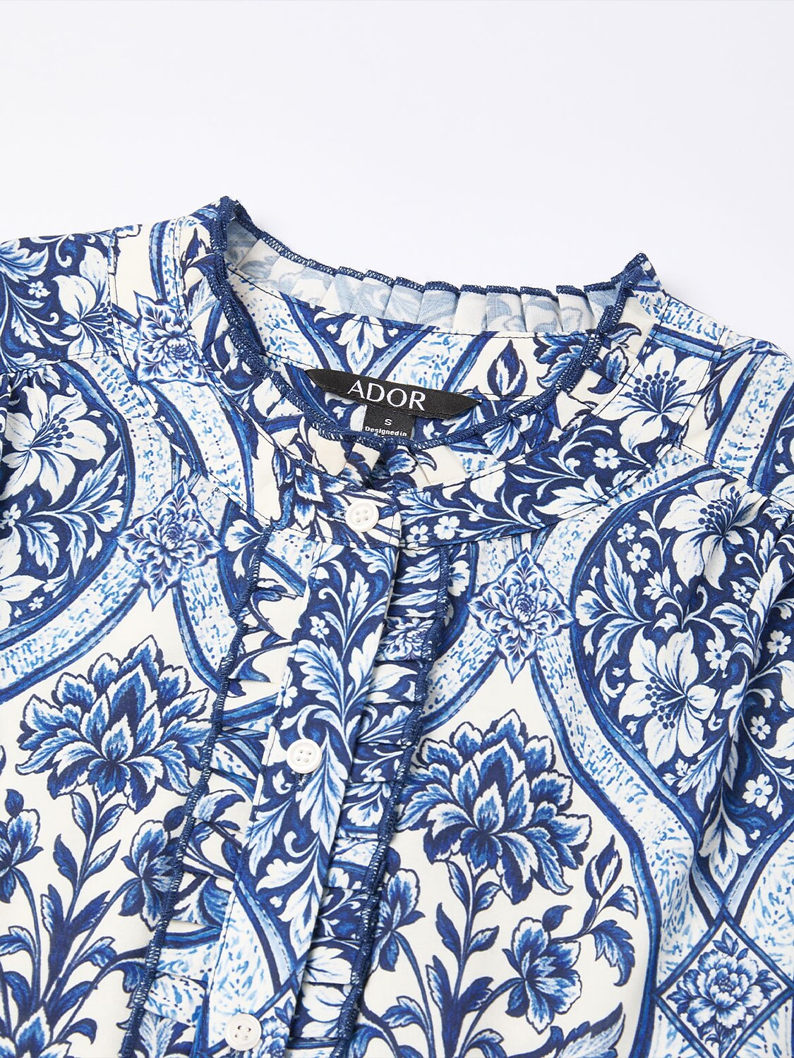 Azure Medallion Rayon Like Blouse