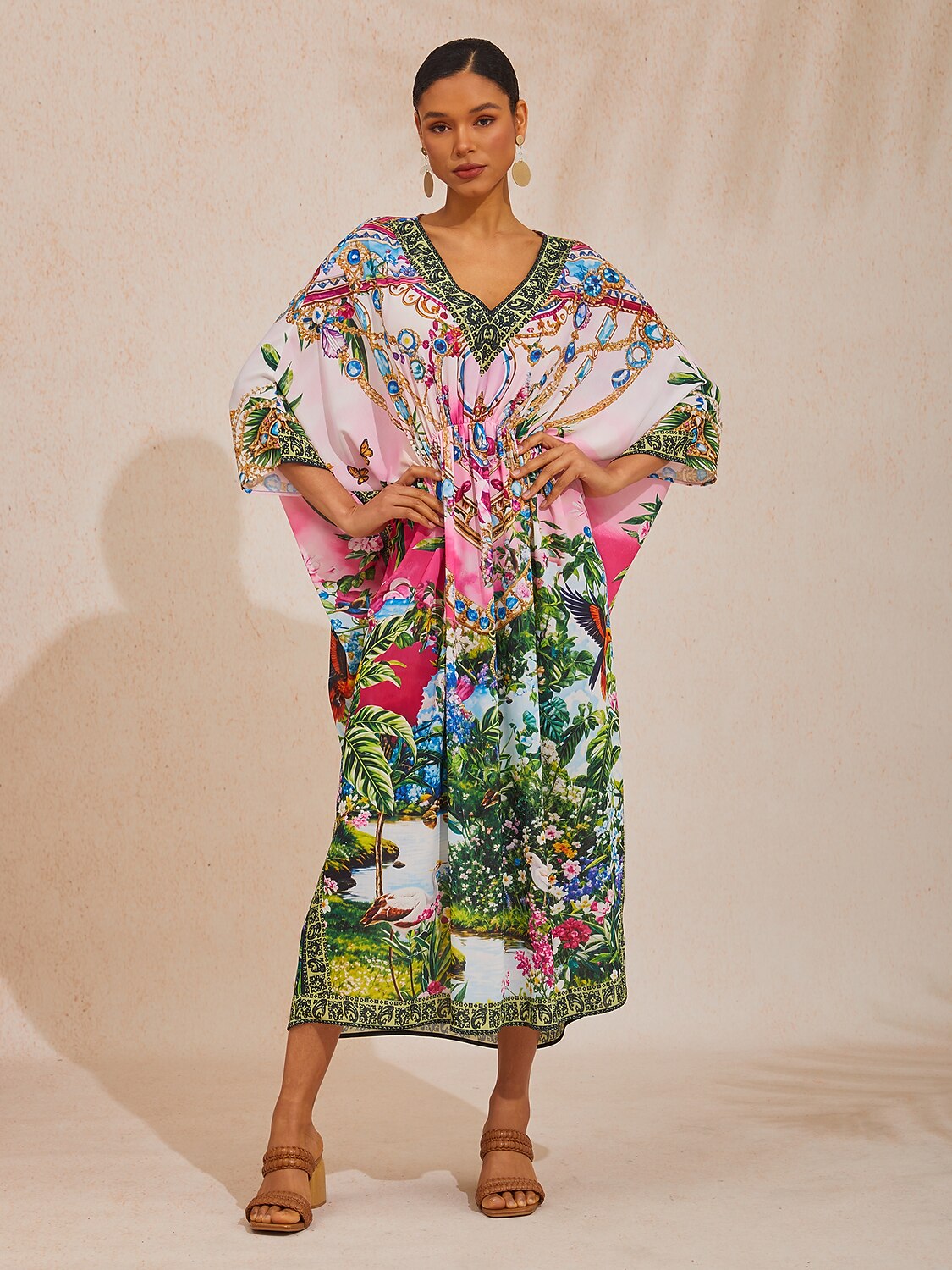 Vintage Jewelry Chiffon Vacation Kaftan