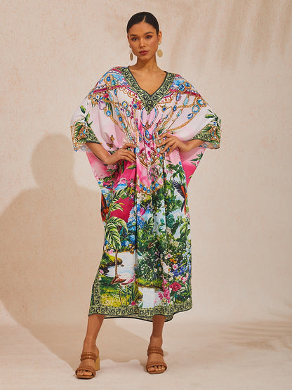 Boho Paisley Flowy Chiffon Kaftan