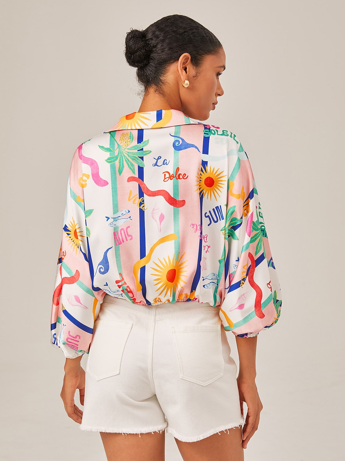 Tropical Print Twist Front Shirt