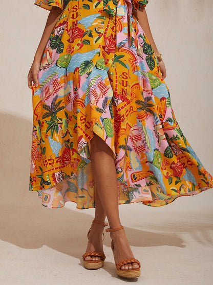 Summer Escape Silky Satin Floral Maxi Dress