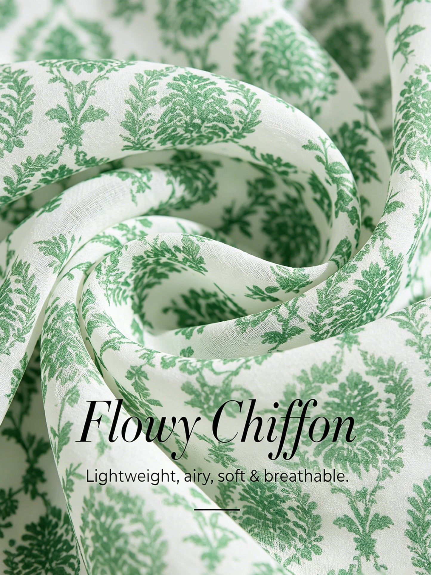 Verdant Baroque Bloom Flowy Chiffon Maxi Dress