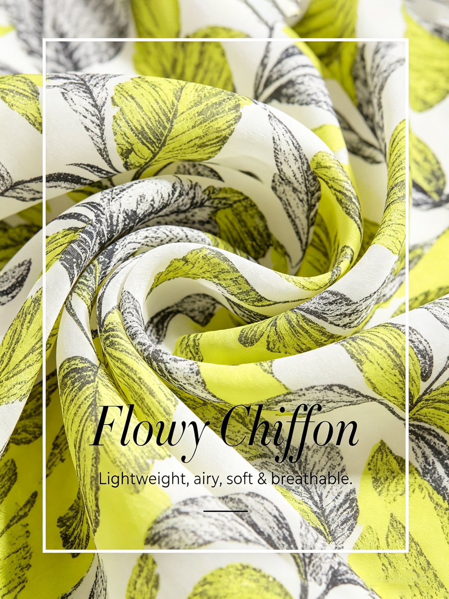 Citrus Palm Luxe Flowy Chiffon Blouse