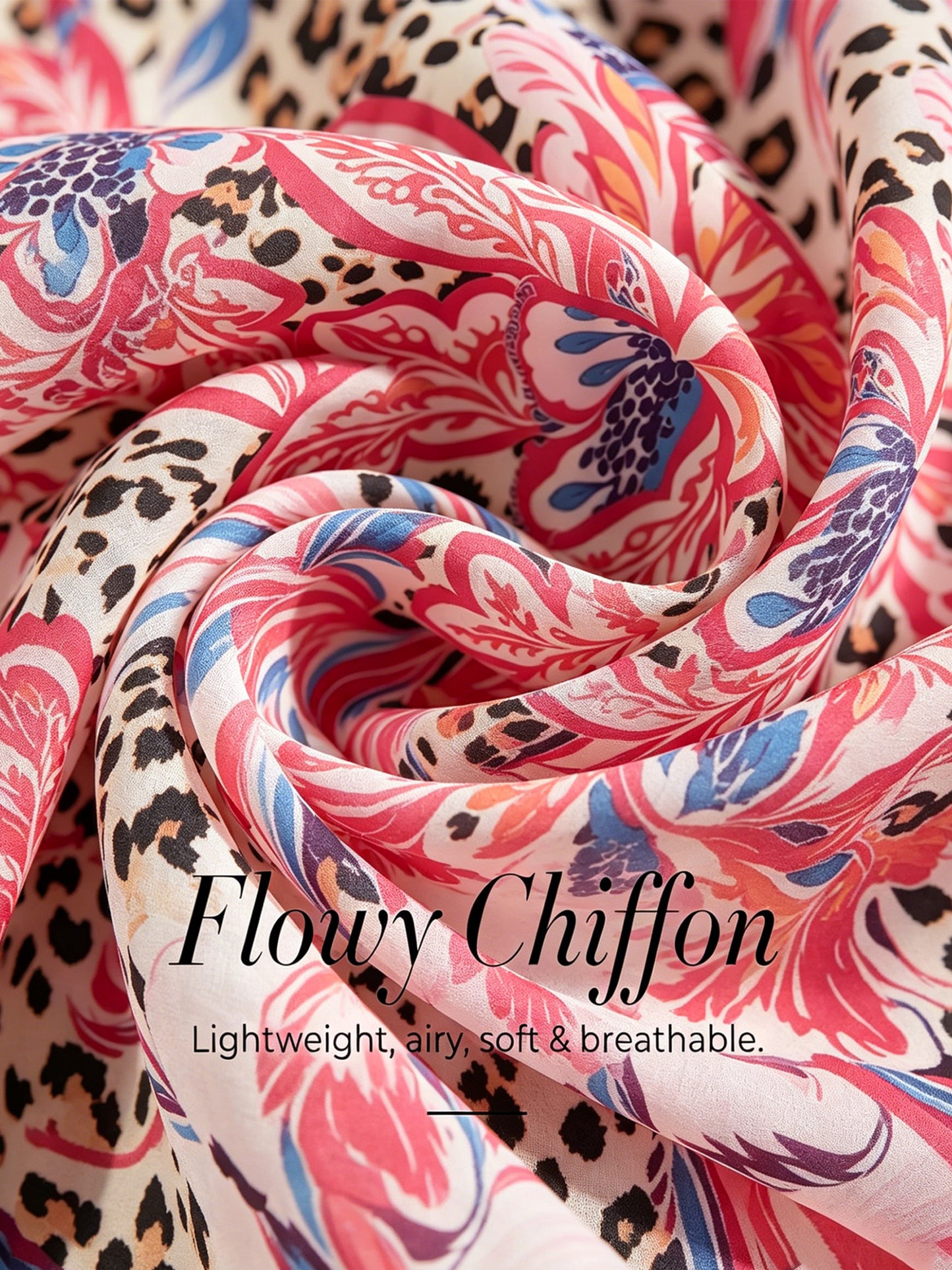 Blush&Beast Fließender Chiffon Kaftan mit rosa Paisley-Muster