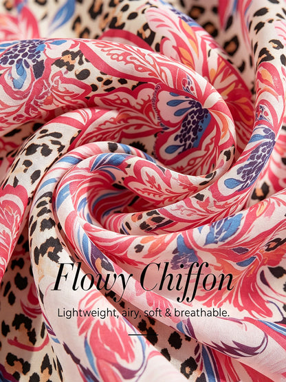 Blush&Beast Fließender Chiffon Kaftan mit rosa Paisley-Muster