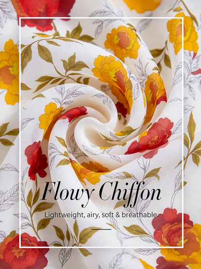 Sapphire Rose Garden Flowy Chiffon Layered Blouse