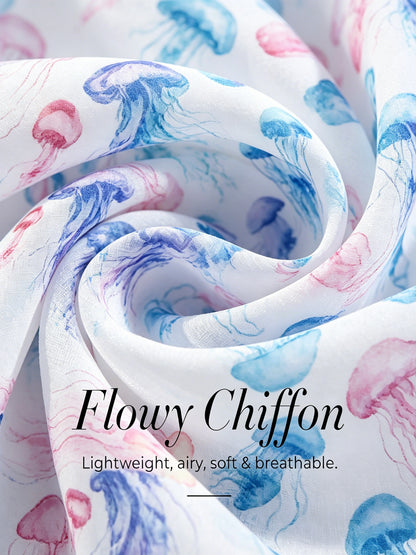 Ätherisches Quallen-Chiffon-Maxikleid mit schwebendem Design