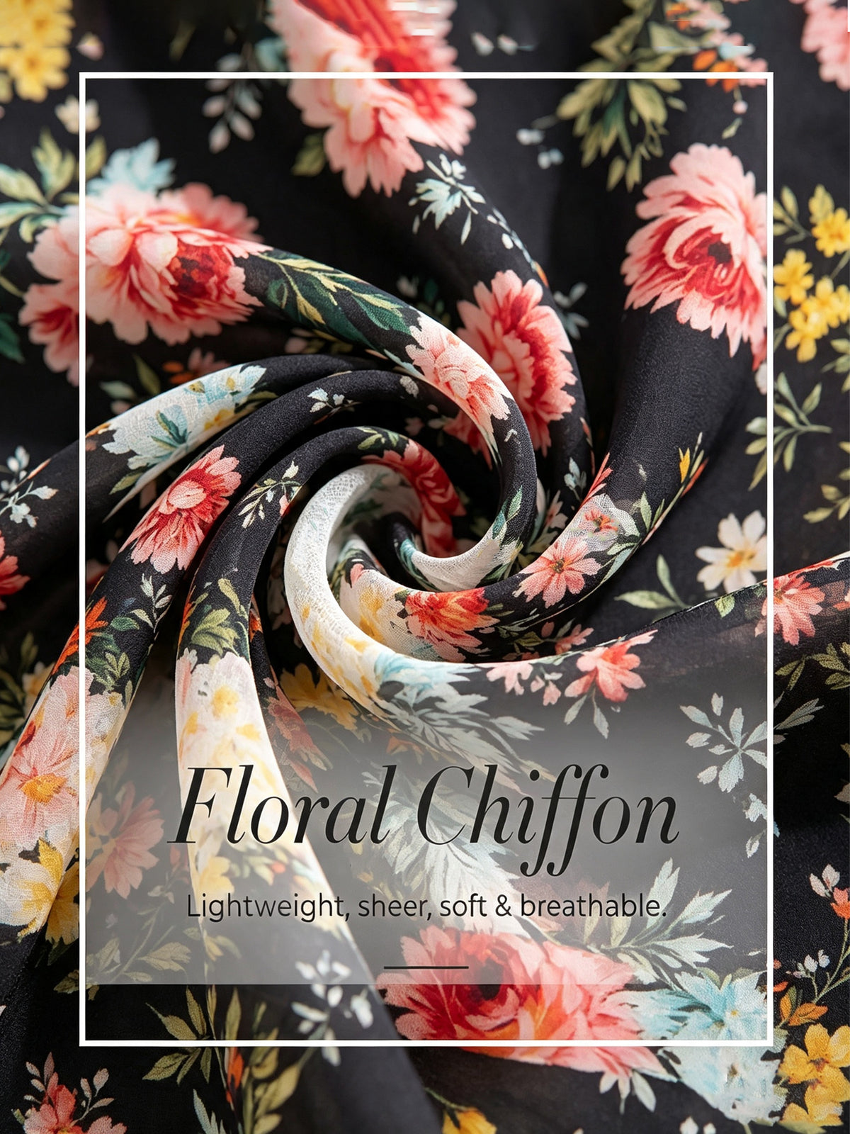 Moonlight Blossom Flowy Chiffon Blouse