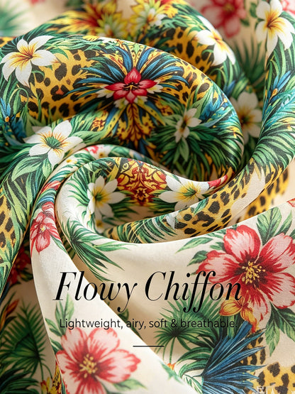Tropical Temptation Flowy Chiffon Wide Leg Pants