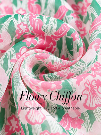 Ocean Paisley Flora Chiffon Layered Top