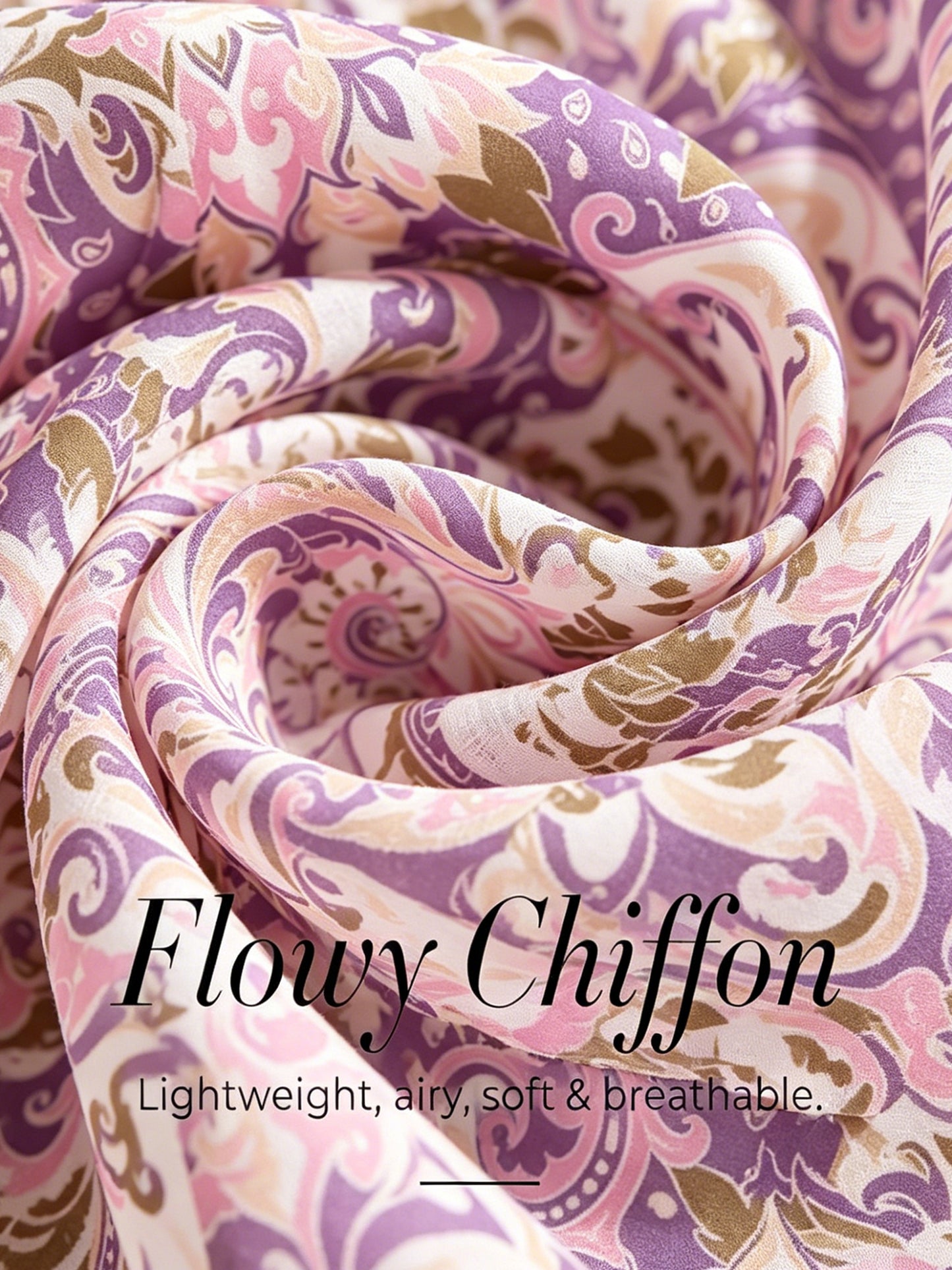 Lavender Paisley Flora Flowy Chiffon Blouse