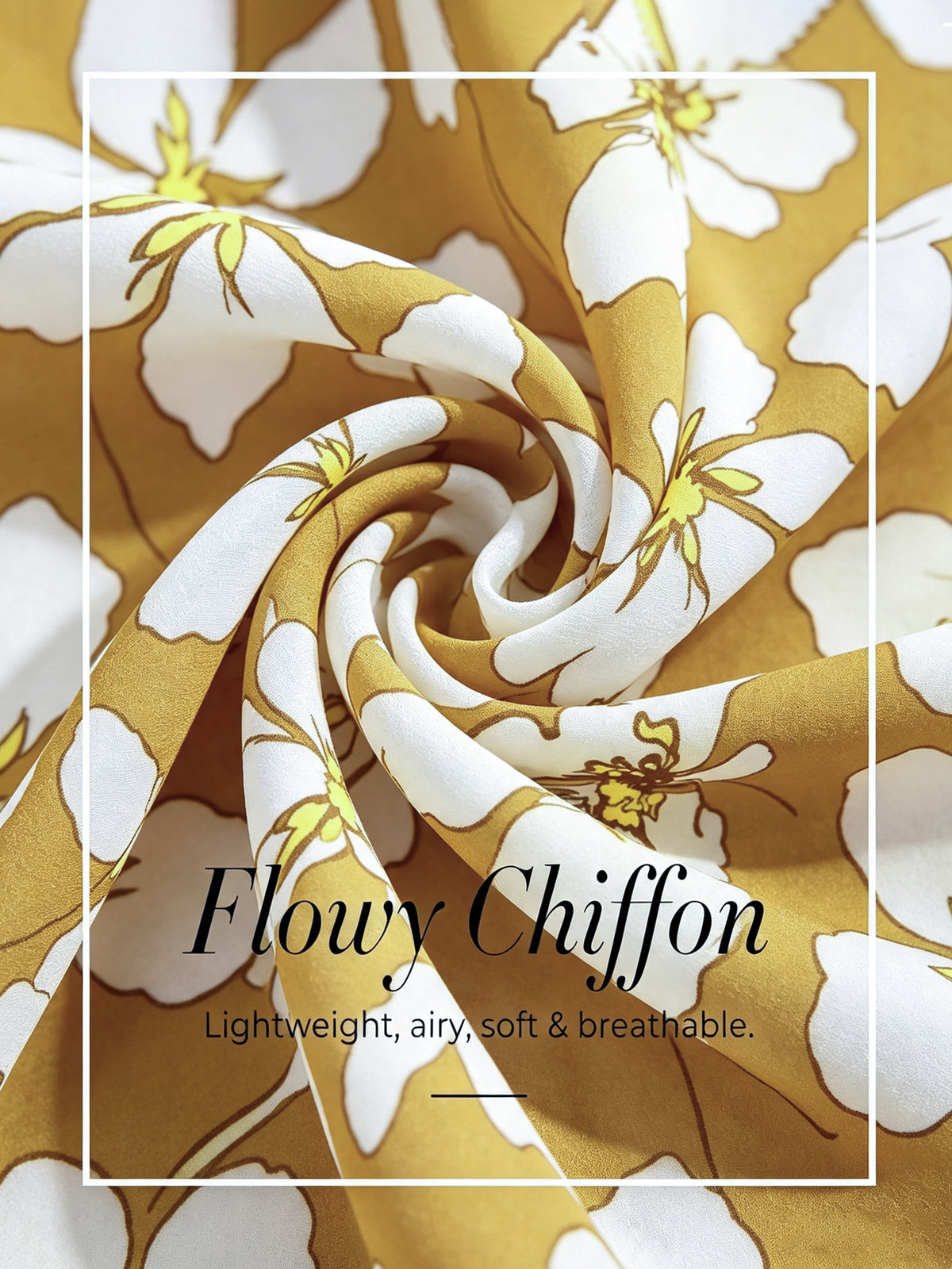 Golden Petal Glow Layered Chiffon Blouse
