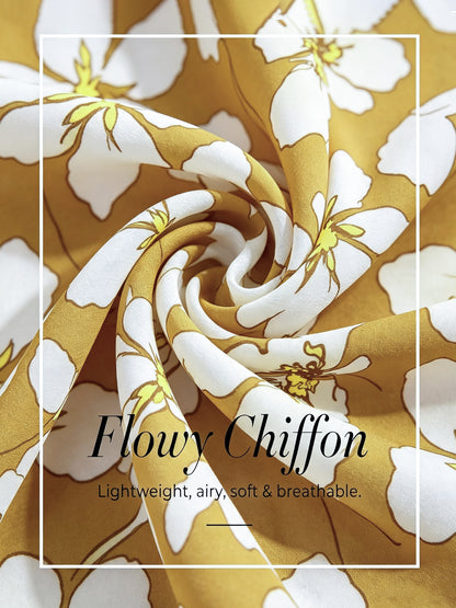 Golden Petal Glow Layered Chiffon Blouse