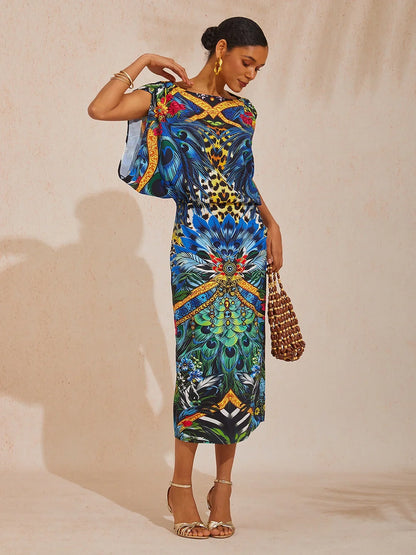 Jungle Wild Party Silky Satin Maxi Dress