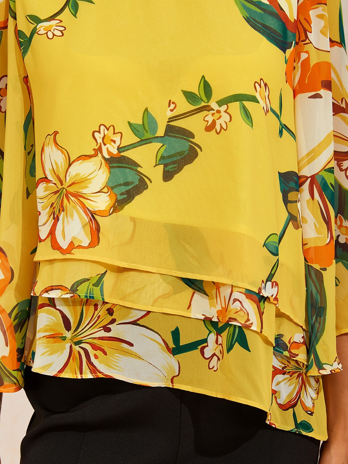 Lime Magnolia Glow Layered Chiffon Blouse