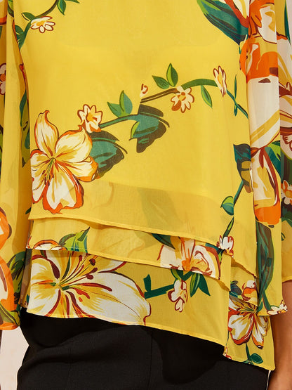 Lime Magnolia Glow Layered Chiffon Blouse