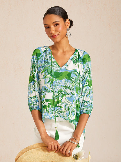 Vintage Baroque Chiffon Raglan Sleeve Blouse