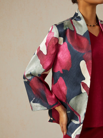 Berry Canvas Herringbone Satin Jacket