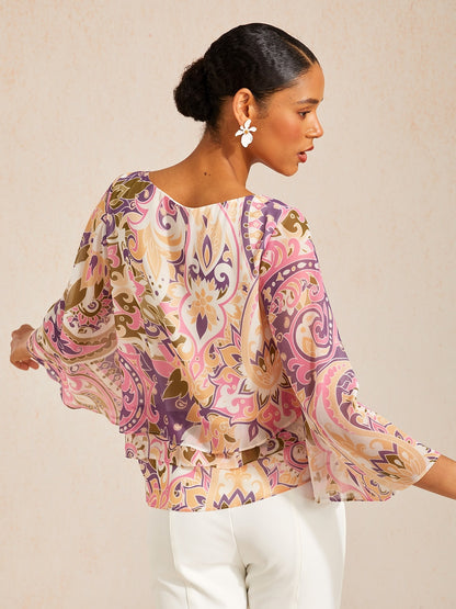 Jungle Butterfly Flowy Chiffon Blouse